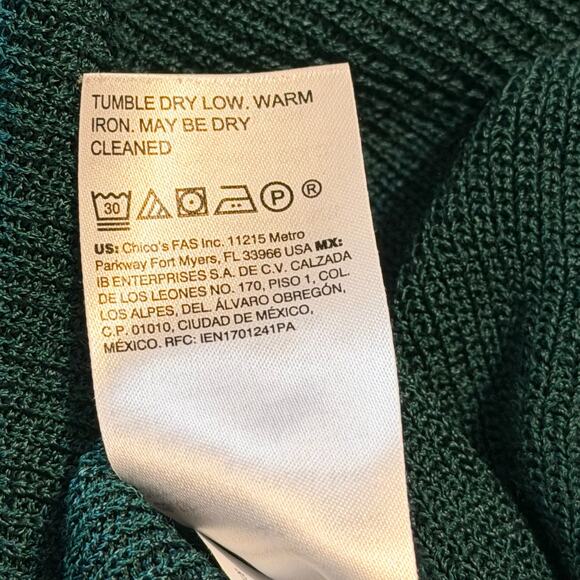 Chico’s XL Emerald Green Tunic Sweater — Flattering Twist Hem Easy Holiday Style - Picture 7 of 7